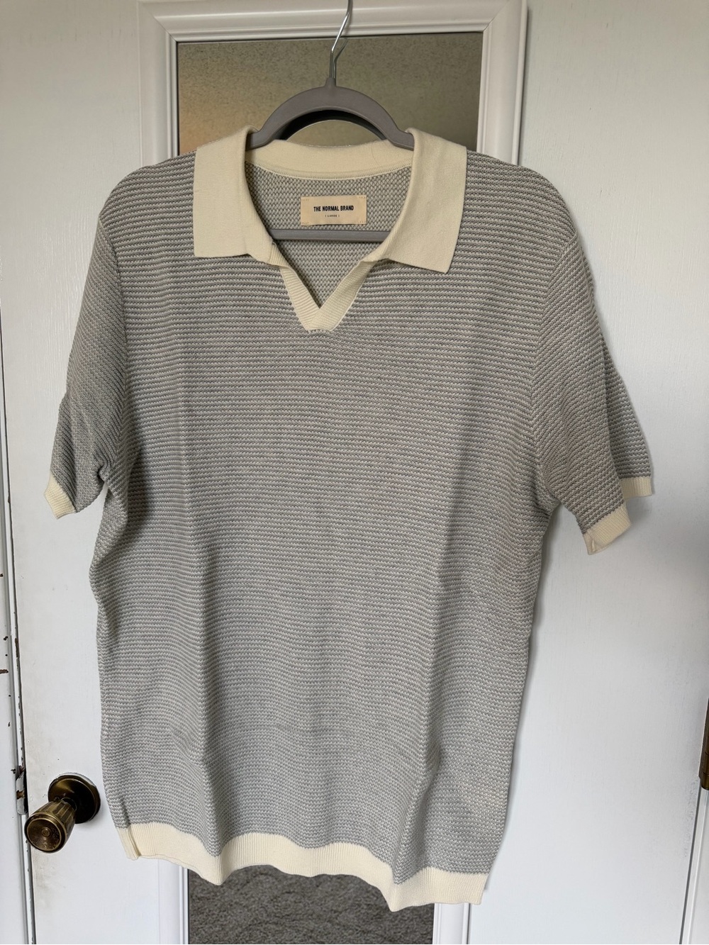 The Normal Brand Gray Knit Polo with Cream Collar (NEVER WORN)